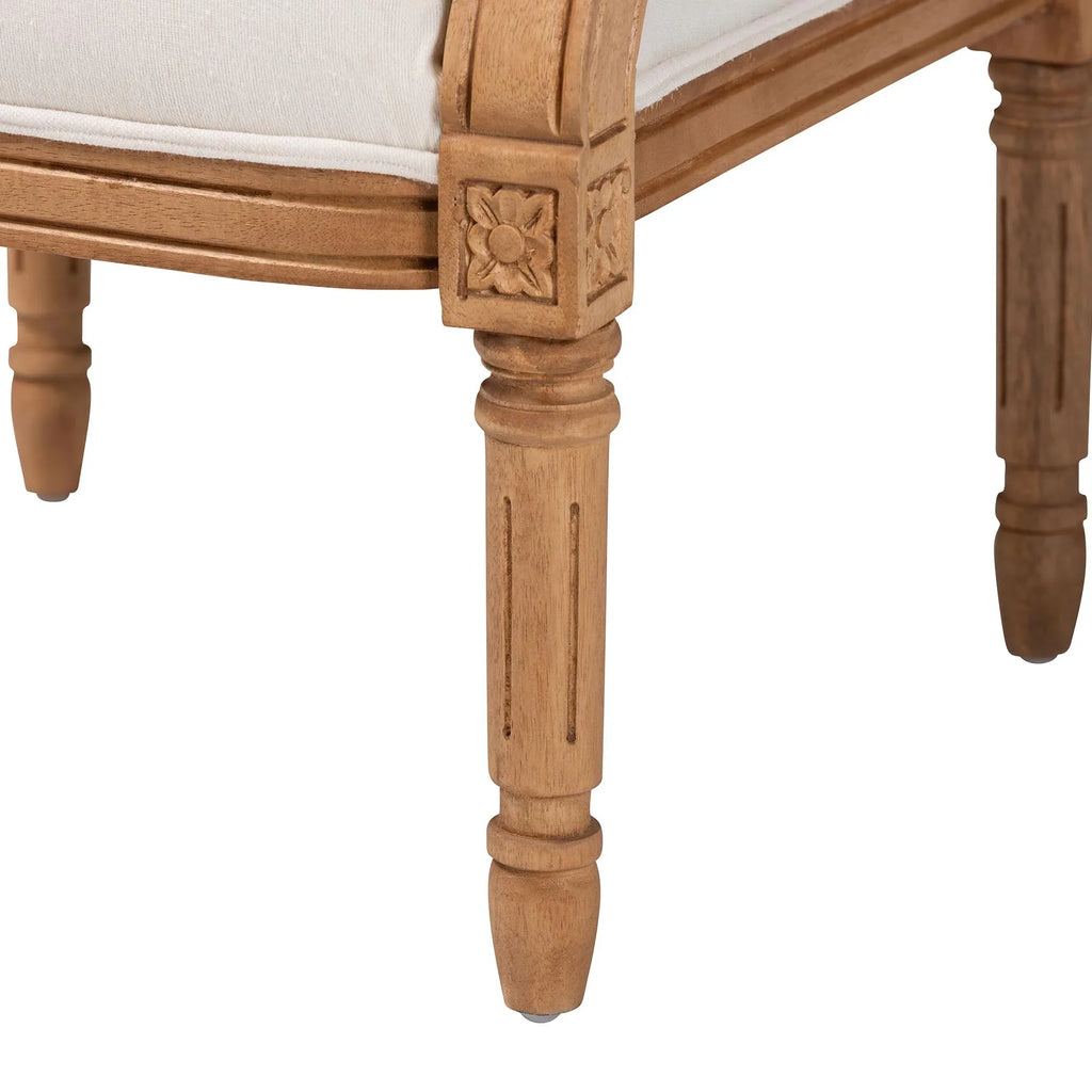 Studio Fabric and Baxton Honey Wood Finished Chair Garridan French Oak Accent Beige Traditional