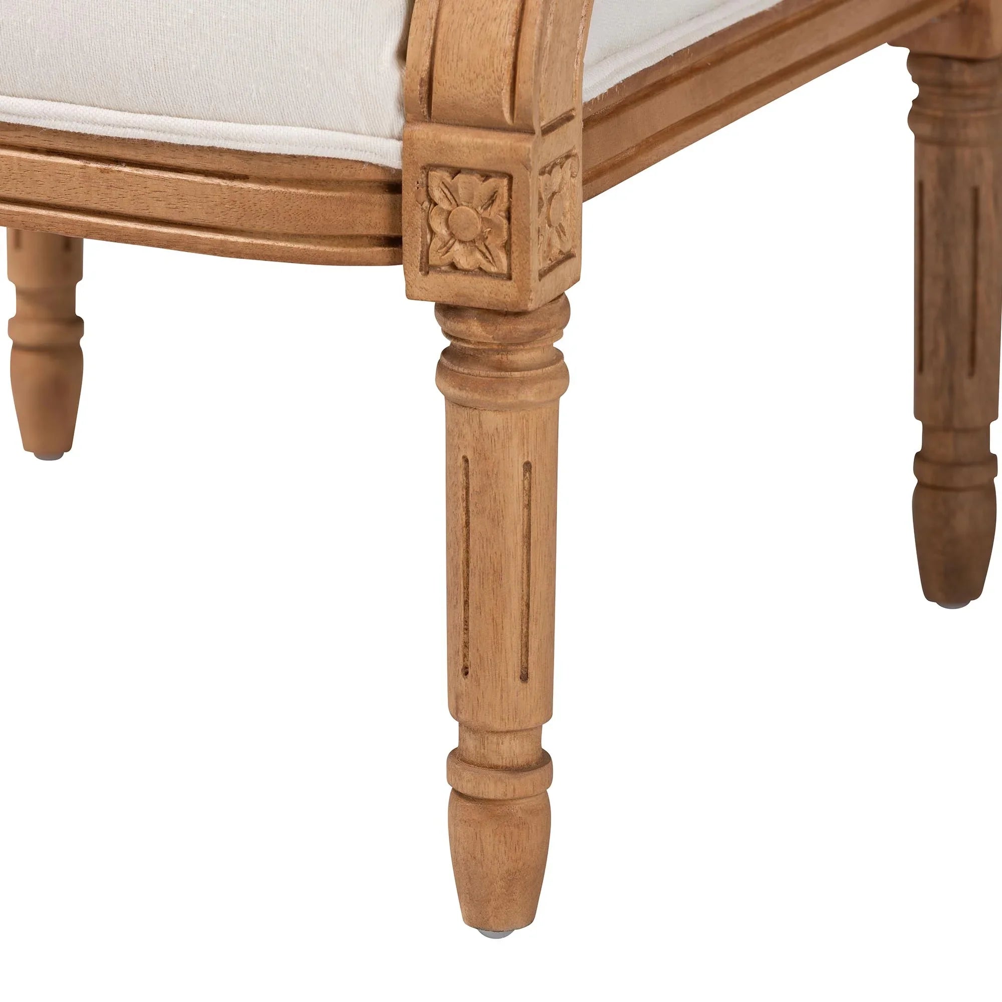 Studio Fabric and Baxton Honey Wood Finished Chair Garridan French Oak Accent Beige Traditional