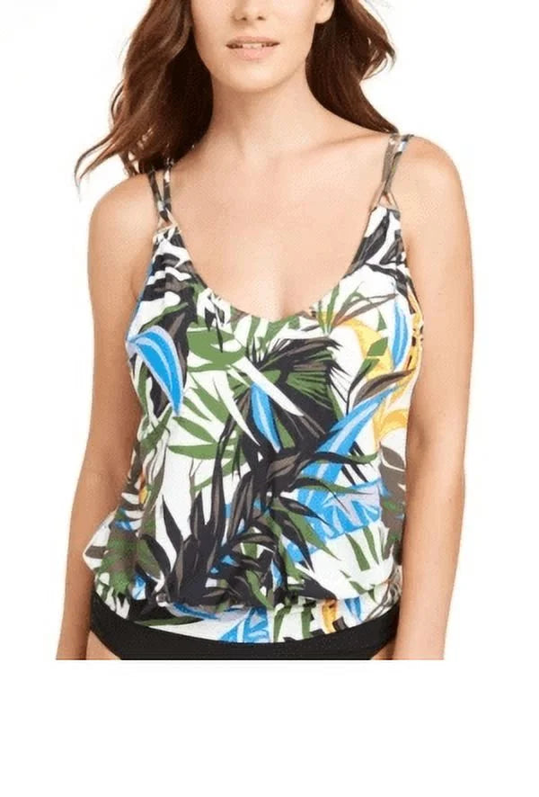 MULTI TROPIC OLIVE US Klein Blouson top, Calvin Tankini RAINFOREST Swim 2X-Large