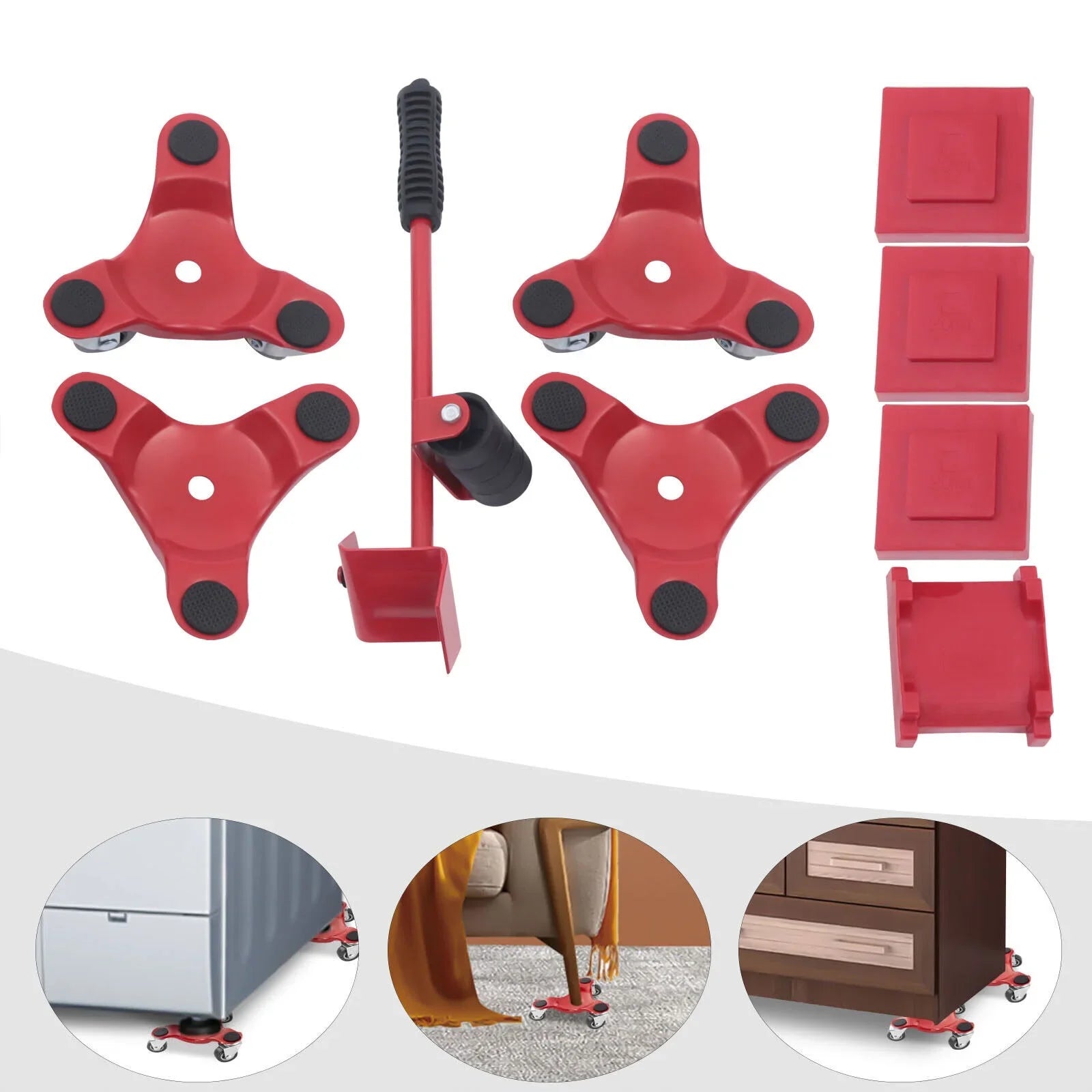 Furniture Kit Universal Furniture Steel with Alloy Red Dolly Mover Wheel Mover Fichiouy