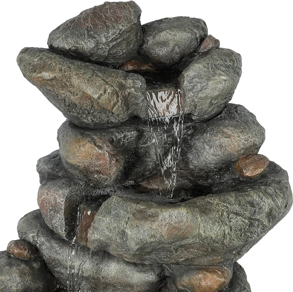 Fountain Moisturefall Floor Layer Fountain Stacked Outdoor Courtyard Garden 4 Cascading Resin For Fountain, Decorative Rock Backyard