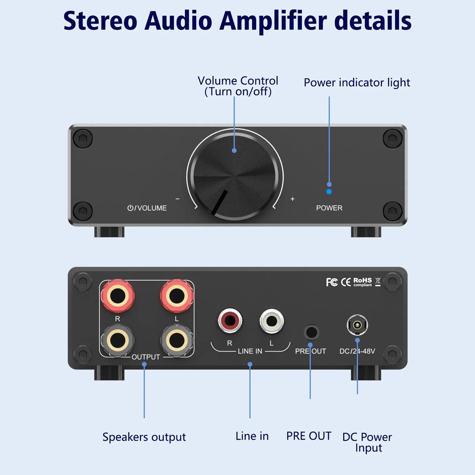 Desktop X Digital TPA3255 Lixada Audio Channel Home Stereo 2.0 Active 2 Speakers Plug-and-Play 300W for Amplifier
