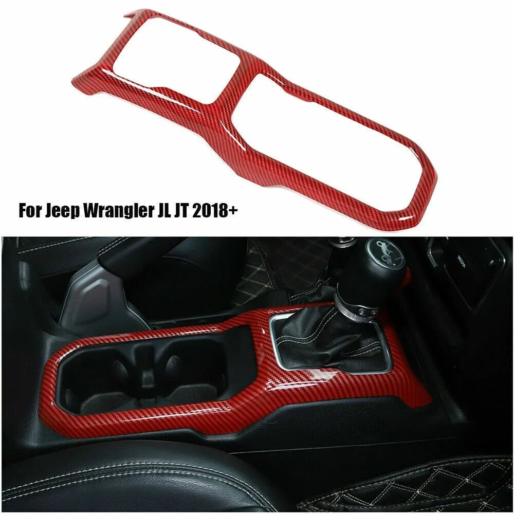 Jeep Cup Panel For Red Shift Cover Wrangler Teledu Gear Parts Holder Carbon Trim