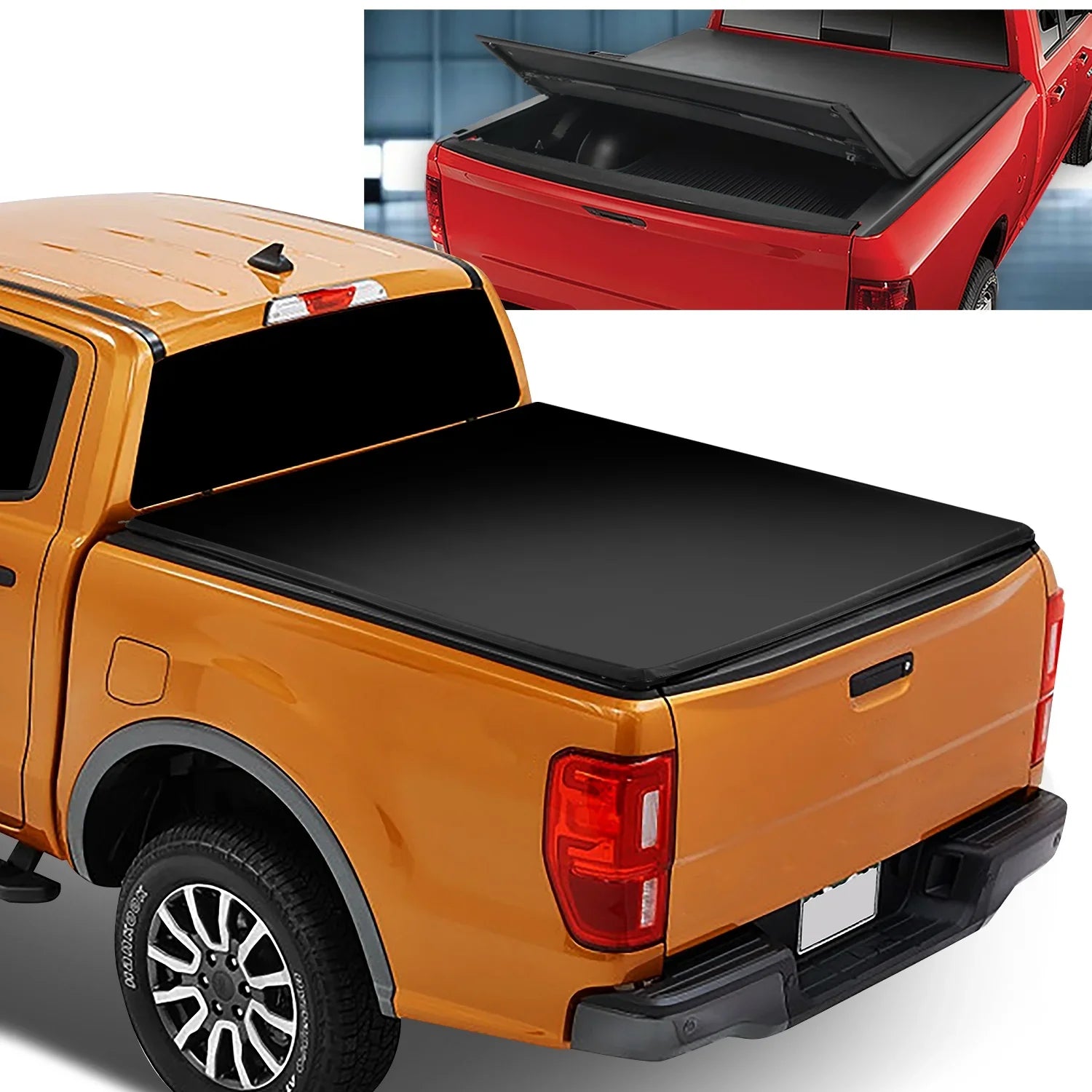 Ford Aluminum Frame -Fold 20 Top --091 to Adjustable Trunk Ranger Tonneau Bed Short Tri Soft 2021 Motoring Black Shield Vinly For 6Ft Matte 2019