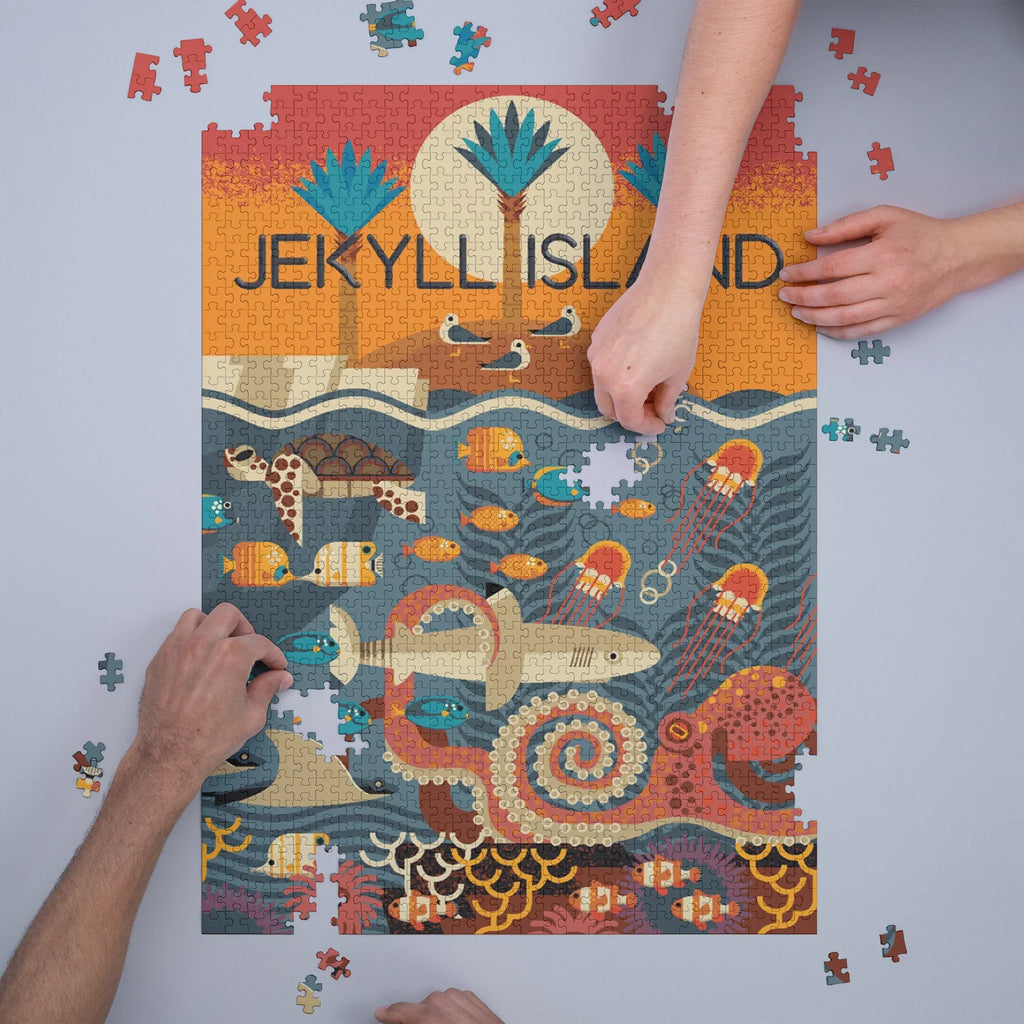 Piece Georgia, Island, Family, (1000 Adults 19x27, for Made Size in Jigsaw Textured Challenging Puzzle Jekyll Geometric Puzzle, ) and