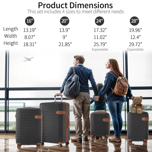 for Luggage Cubes, TSA Lightweight Expandable with Suitcase Set Travel Women 4 Set, Luggage Wheels Hard Spinner Lock, Men Shell ABS Packing Piece 4