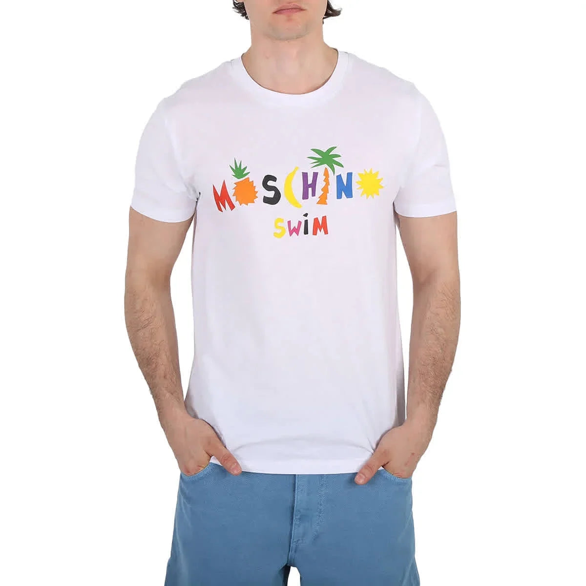Large Logo T-Shirt, Print Size Moschino White Cotton Swim
