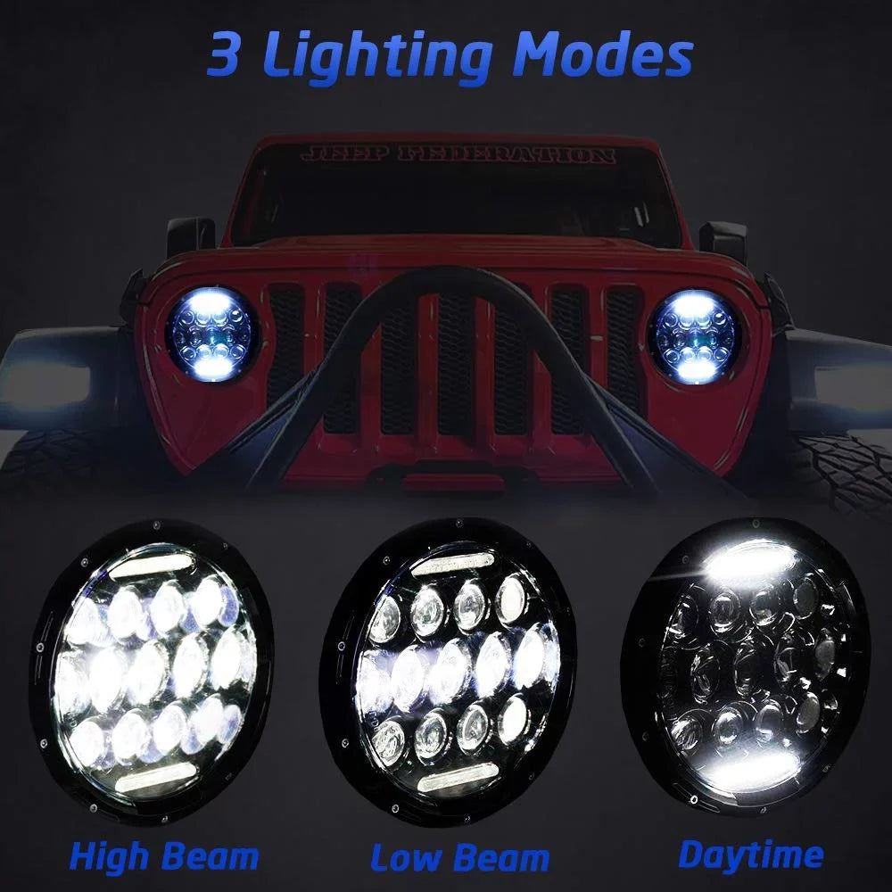 Jeep Eyes Hi/Lo Halo H6014 with for Headlights 2PCS 7 H6017 Wrangler H6024 Angel Inch H6015 Beam
