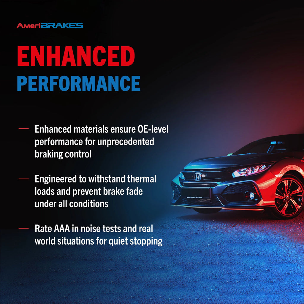 Auto Civic Rotors Honda Coated And - 2017-2020 Brake Si with Front Kit Slotted Pads -100024 Ceramic Drilled Transit For Sedan Disc