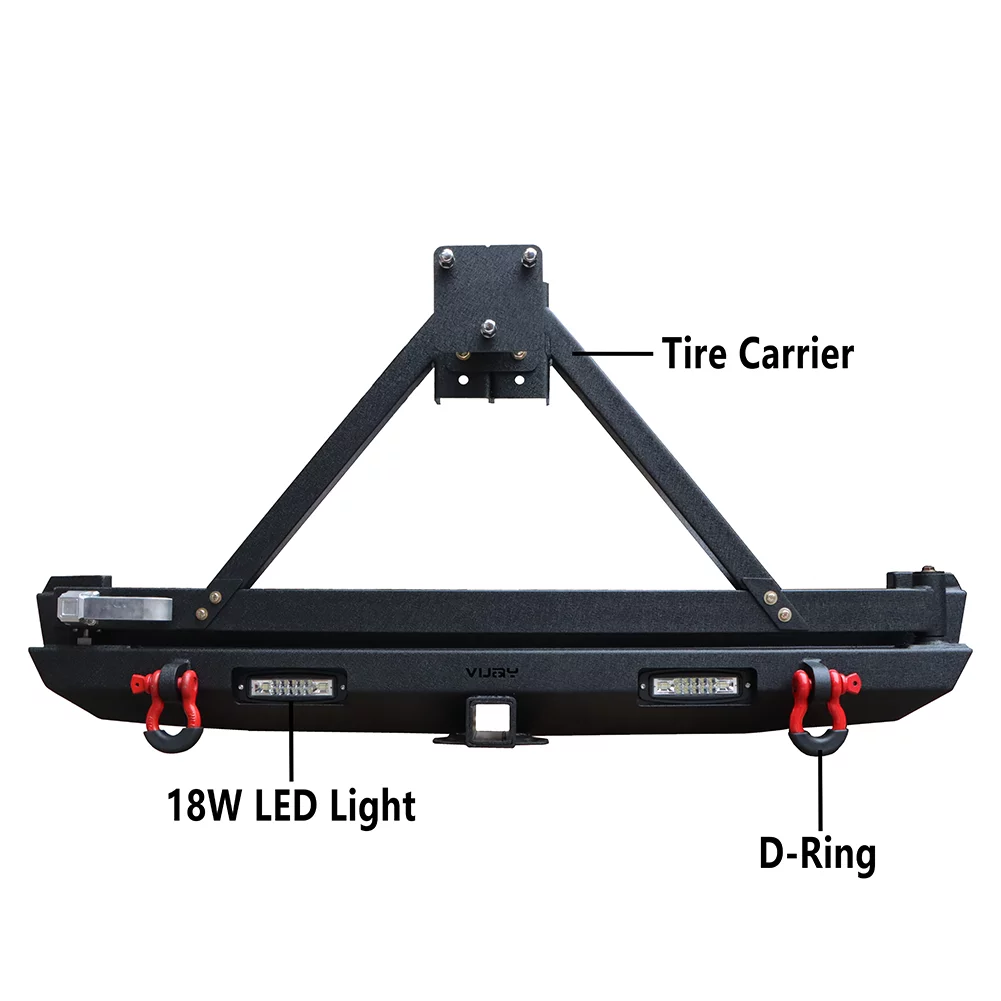 Steel Rear Ronghui Bumper Cherokee Tire & Lights Carrier 1984-2001 Jeep For W/Spare