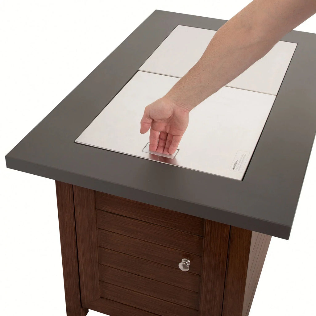2-in-1 Fire Table Design Patio with Pit Pit Table Cuisinart - Ignition, Start Push Fire to Coffee to Outdoor
