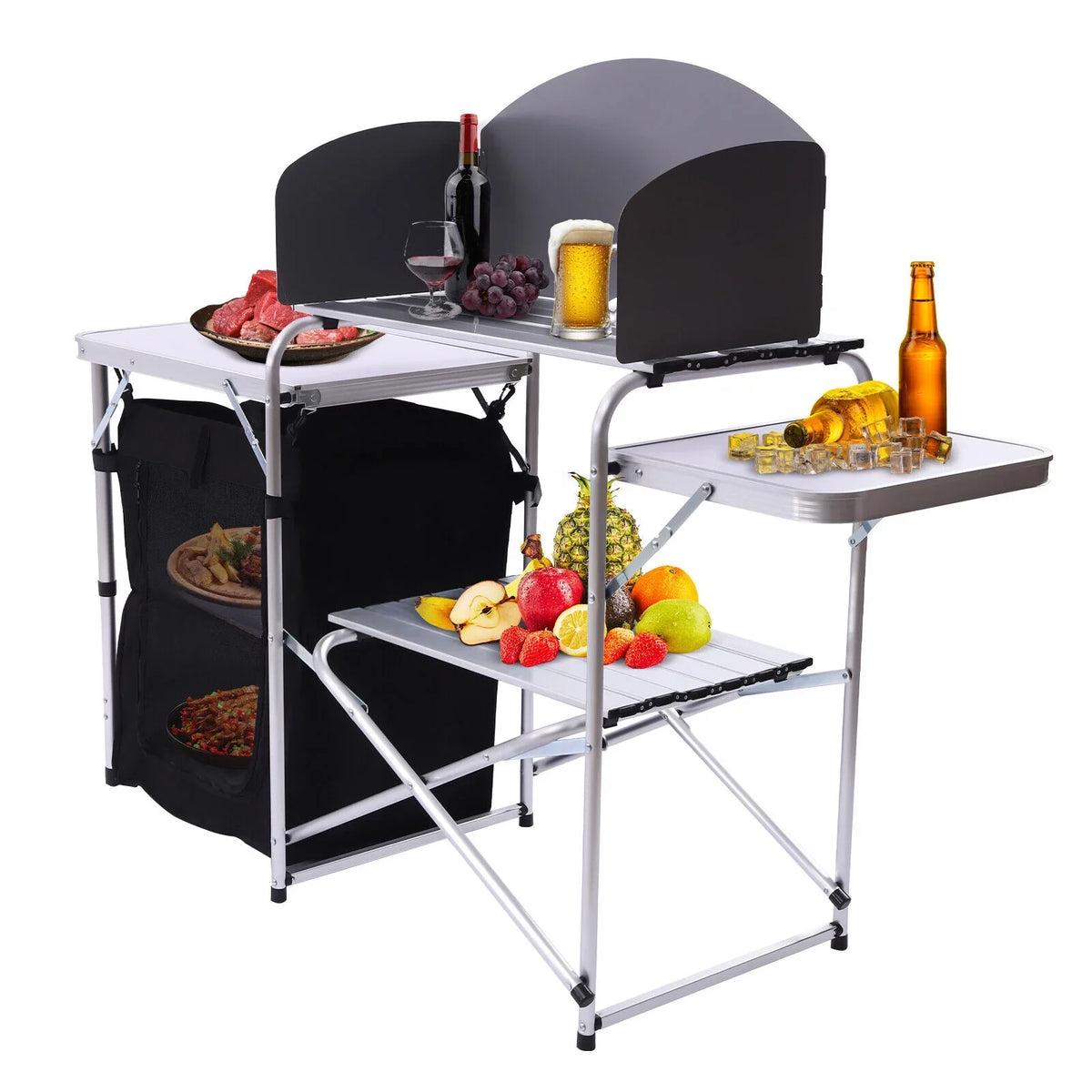 exterior with Detachable Table Windscreen DENEST Kitchen Camping Table Folding Cooking