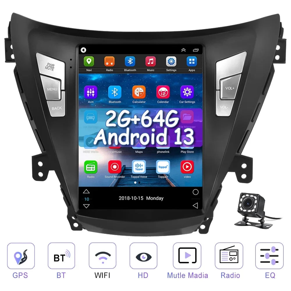for 9.7'' Backup Camera Android 2012 Touchscreen WIFI Hyundai Mirror with GPS Stereo Car 2013 2G+64G Radio Bluetooth FM Podofo 2011 Link USB, Elantra