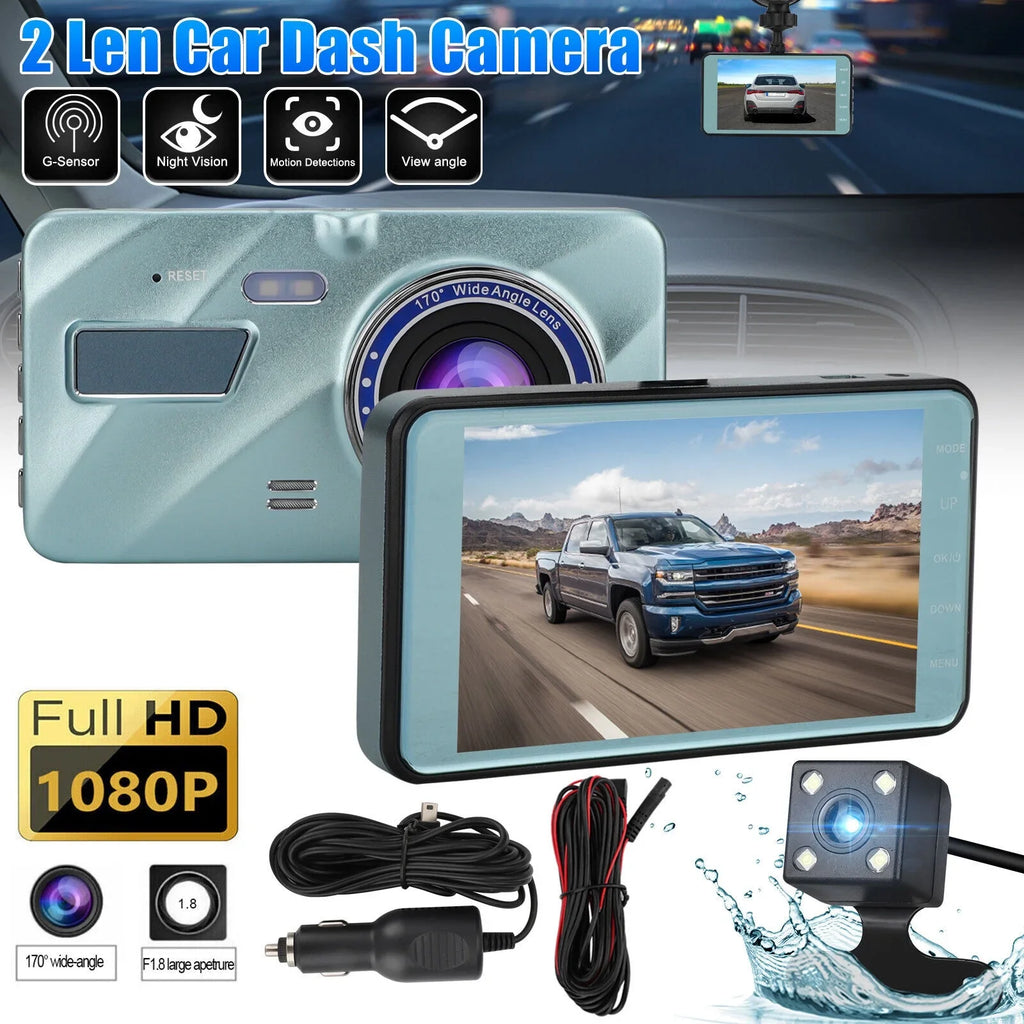 HD G-Sensor Camera View Front 2 1080P Dash Car Video DVR Recorder Lens Rear Cam