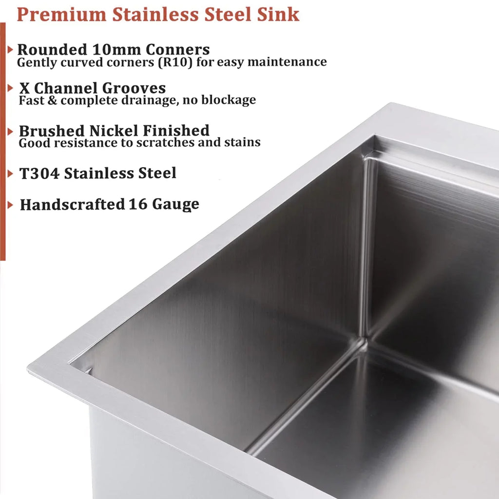Drop-In Steel Bowl Holes Single with Faucet Sink Kitchen Stainless 2 30''