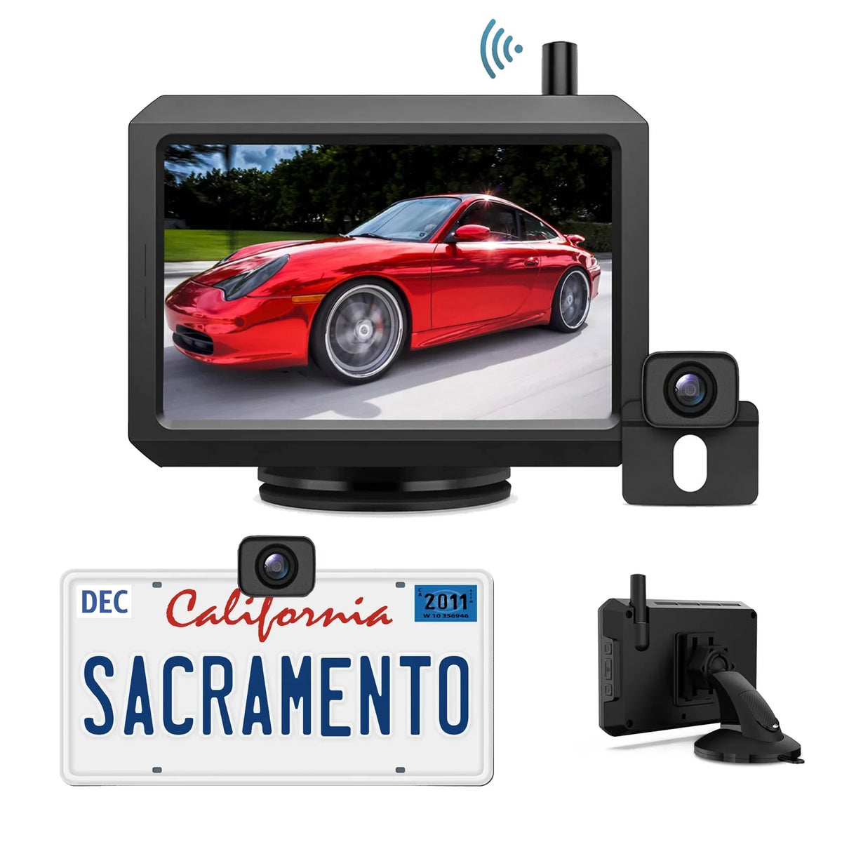 5" Plate Signal Backup Car, Support Wireless Cameras Camera System Universal with License View Cameras, for Backup Rear Vehicle Digital Monitor Camera 2