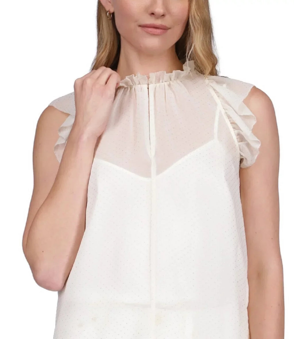 Ruffled Chiffon Kors Top Michael Dewdrop MICHAEL