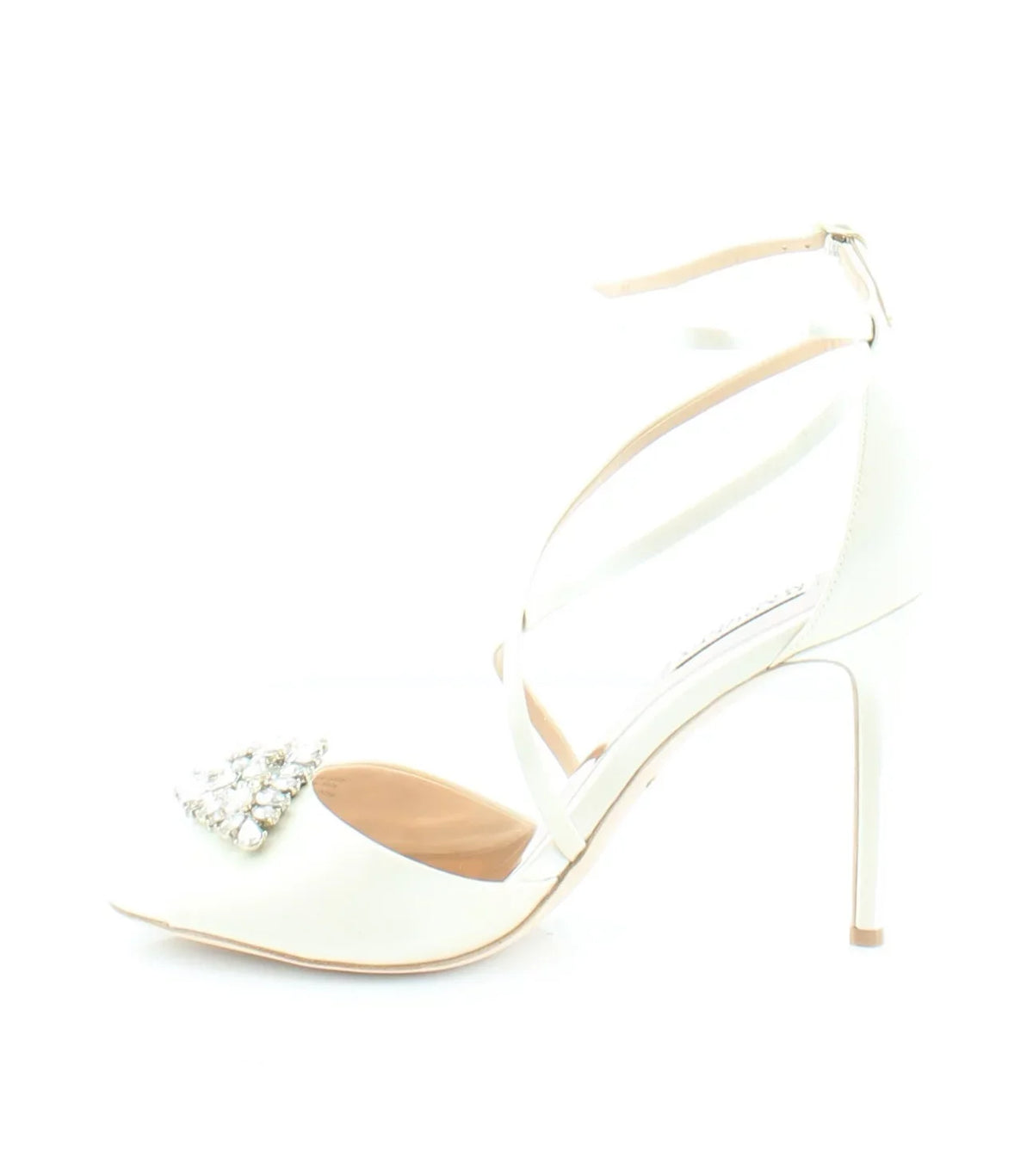 Heeled MISCHKA Toe Cushioned Buckle Ankle outfit Footbed Sandal Stiletto Gladiator BADGLEY Open Dustbag Womens Satin Ivory Strap 8 Tatum Beige Embellished