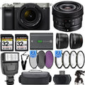 a7C Sony Camera Lens+24mm Mirrorless f/2.8 28-60mm G (Silver) +Flash- with Kit Lens