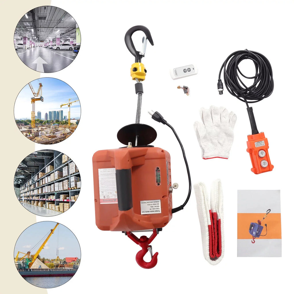 Winch Hoist 3-in-1 110V Kit Wireless Control Portable Lift ZhdnBhnos Electric 1100 Crane Remote