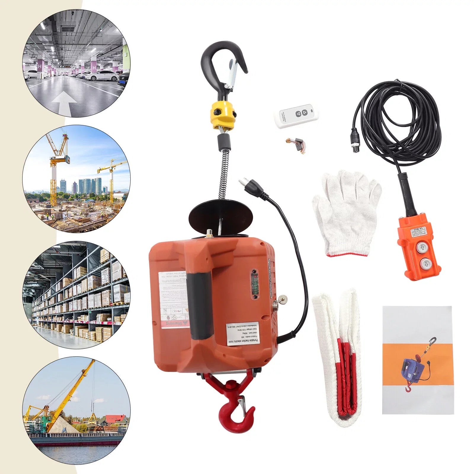 Winch Hoist 3-in-1 110V Kit Wireless Control Portable Lift ZhdnBhnos Electric 1100 Crane Remote