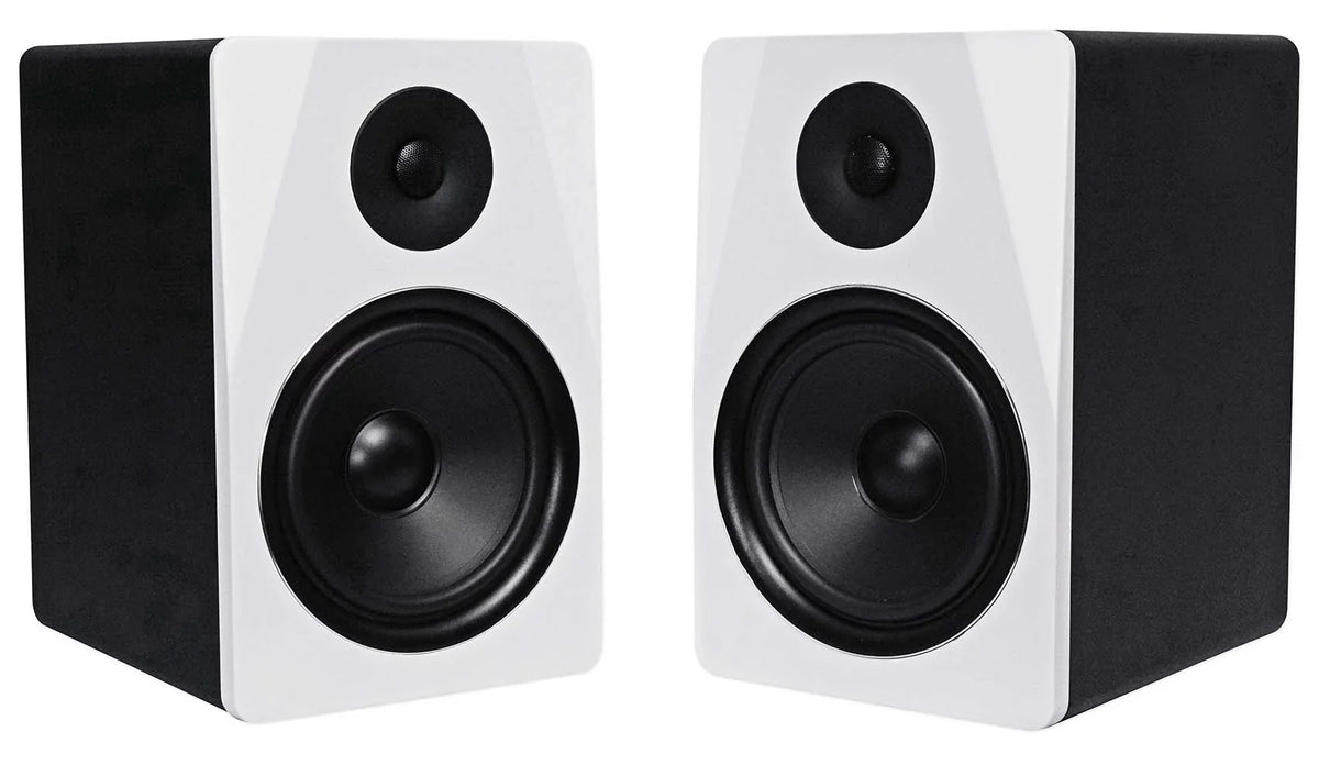 USB Studio 8" Rockville APM8W Monitor Black Speakers+28" Stands Premium (2)