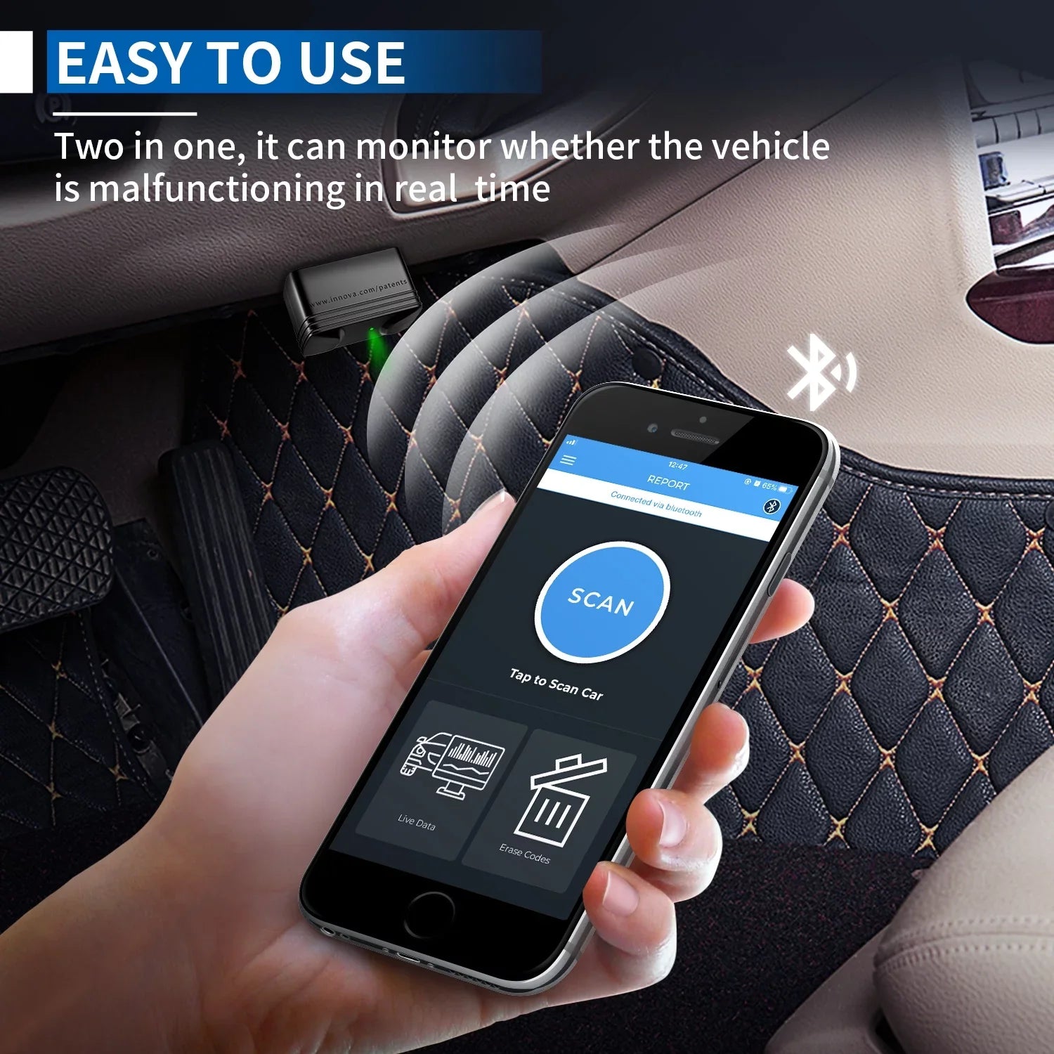 Chrysler Auto Bluetooth Engine Buick Chevrolet Car Innova System 6000P for Scan Scan Wireless Lincoln Code Adapter Ford Diagnostic Scanner Full Reader Tool Dodge OBD2 Code Scanner