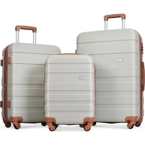 Model Light Lock Luggage 20''24''28''( Brown) Luggage 3pcs Clearance Expandable with and Sets Wheels Suitcase Lightweight Hardshell Grey Durable Spinner New Hardside Suitcase sets