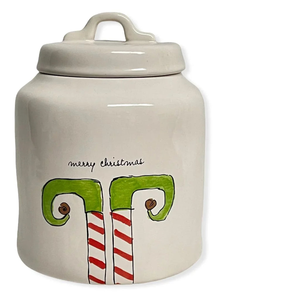 White Black Letters Canister Ceramic Rae Dunn With