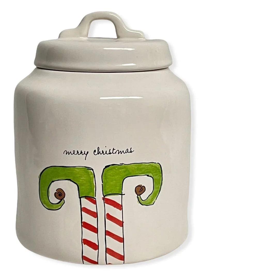 White Black Letters Canister Ceramic Rae Dunn With