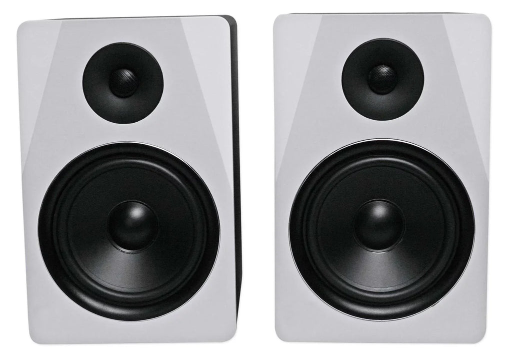 USB Studio 8" Rockville APM8W Monitor Black Speakers+28" Stands Premium (2)