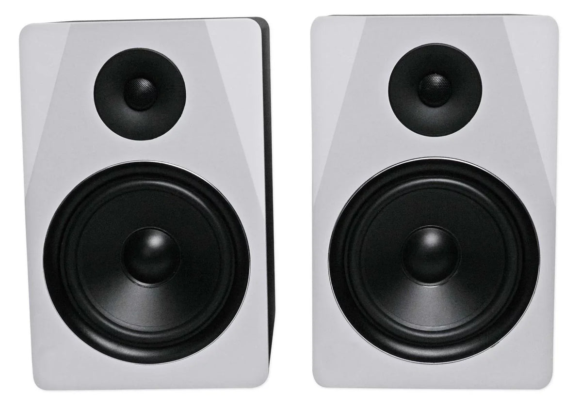 USB Studio 8" Rockville APM8W Monitor Black Speakers+28" Stands Premium (2)