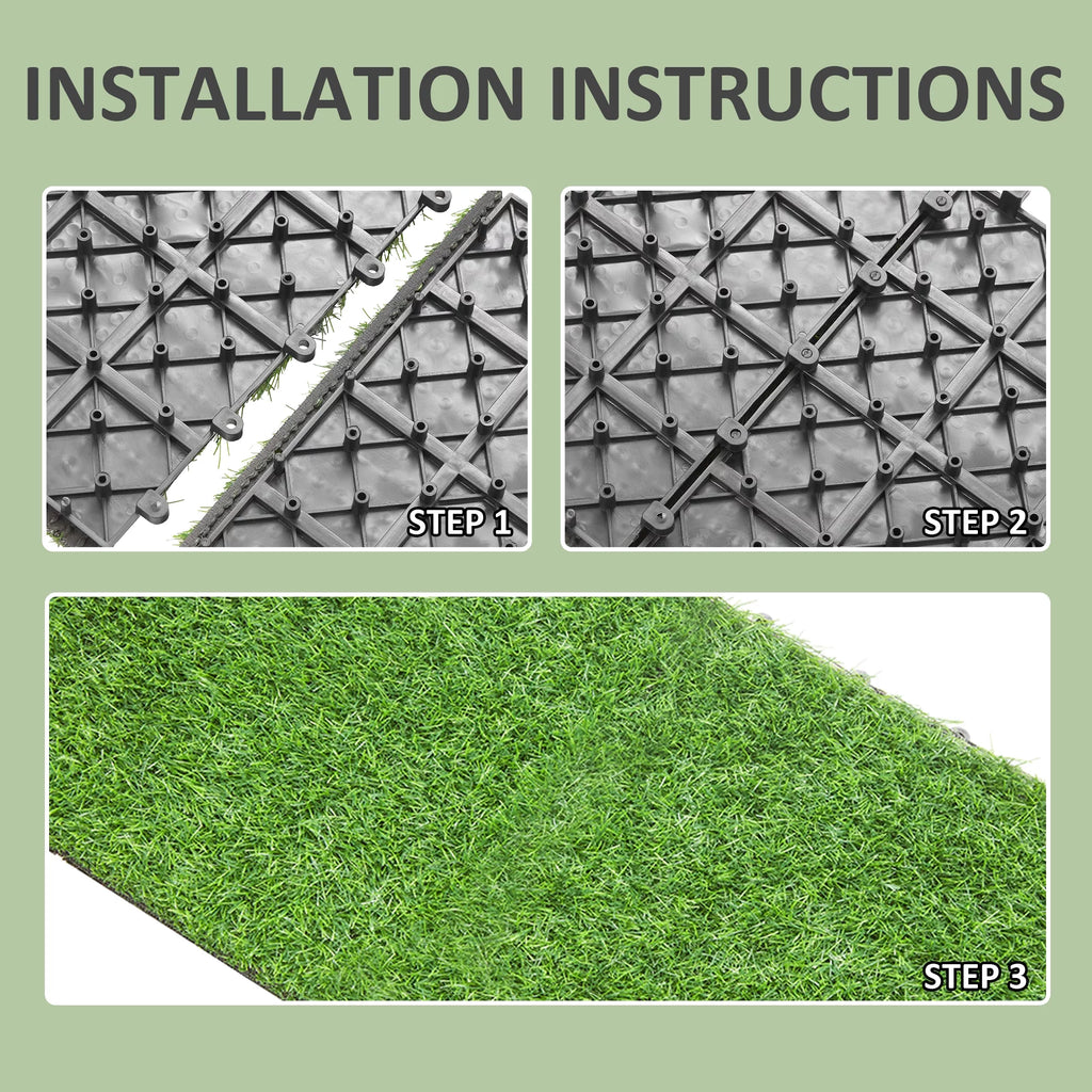 Turf BuxWellBang 12'' Interlocking Grass x Tile x Artificial 9pcs 12'' Flooring 2'' Tile,