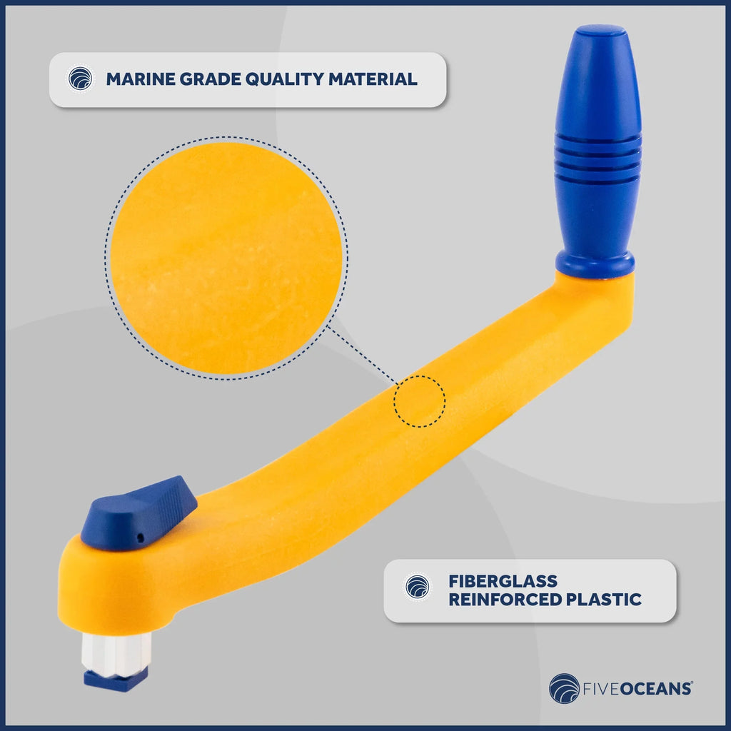 Sailboat Winch Plastic Floating 8" Handle, and Lightweight Lock�in Blue, Handle, Five - and Orange Fiberglass FO86-M2 Oceans Winch Mechanism, Strong, Reinforced Universal 2-Pack