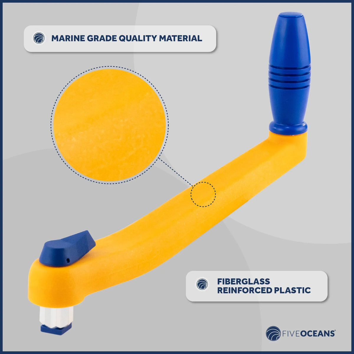 Sailboat Winch Plastic Floating 8" Handle, and Lightweight Lock�in Blue, Handle, Five - and Orange Fiberglass FO86-M2 Oceans Winch Mechanism, Strong, Reinforced Universal 2-Pack