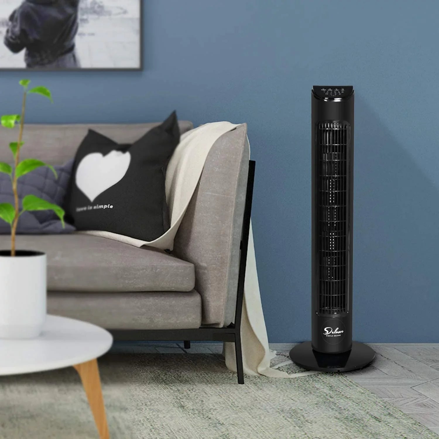 Oscillating Fan 32"Tower 90° Fans, Deluxe Remote, Fan Black with 4 Bladeless Speeds, with Standing Fan, Floor Simple