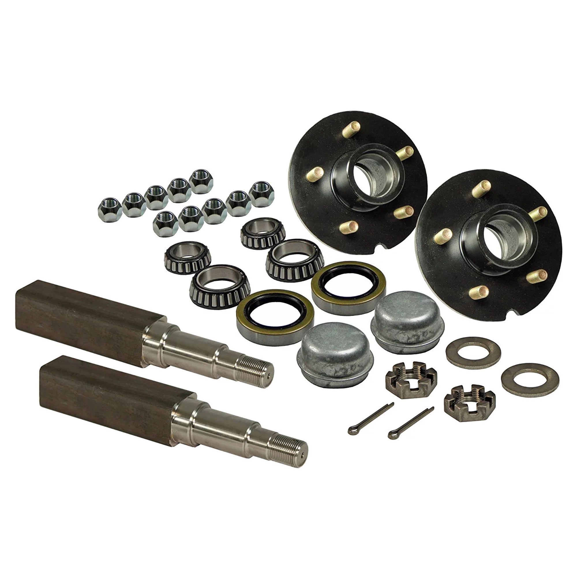 Tapered - To Pair Inch Assemblies Spindles on Stock Square &amp; Trailer Bearings 5-Bolt 1-1/16 5 of Hub Includes Inch Inch (2) 1-3/8