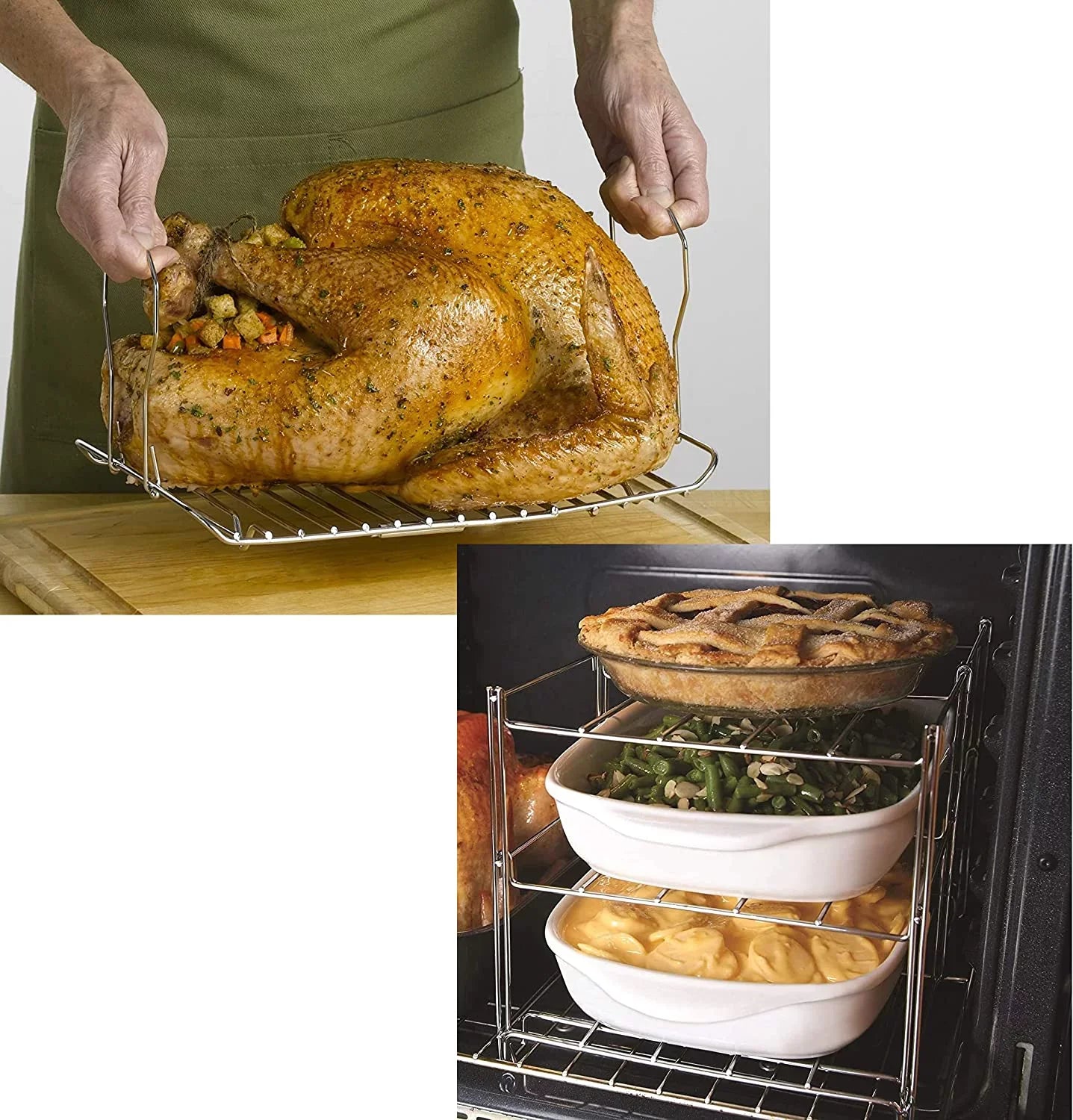 | Rack Lifter Roasting Saving Turkey For Oven Baking Space (1) Rack Multiple Includes Roasting Collapsible Turkey Rack Oven & (1) Oven | Tasks 3-Tier Rack And Lifter &