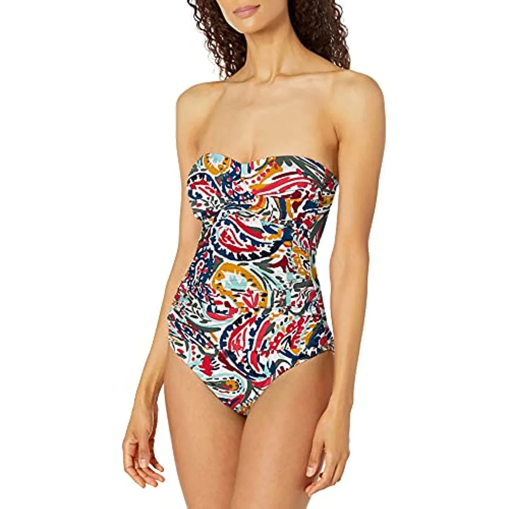 Twist Womens Cole Multi Paisley Bandeau Anne Swimsuit One Piece 10