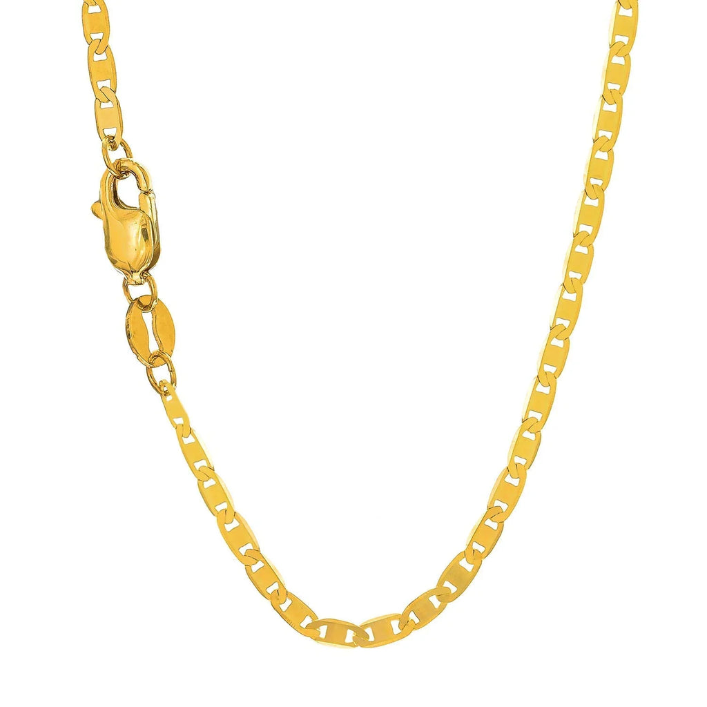 Inches, Anklet, - 2.3 Solid Gold mm Chain Claw Clasp 10k 10 Mariner Yellow Lobster 1.7gr.