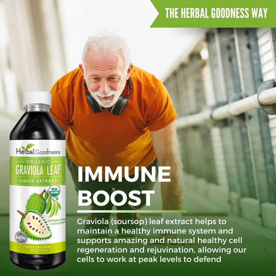 Ð & Cell Leaves Bottle (Guanabana) GMO, Extract Relief Support Leaf USDA Liquid Organic, Regeneration Ð Ð & Boost Graviola Kosher 12oz Immune - - Soursop Non - Stress