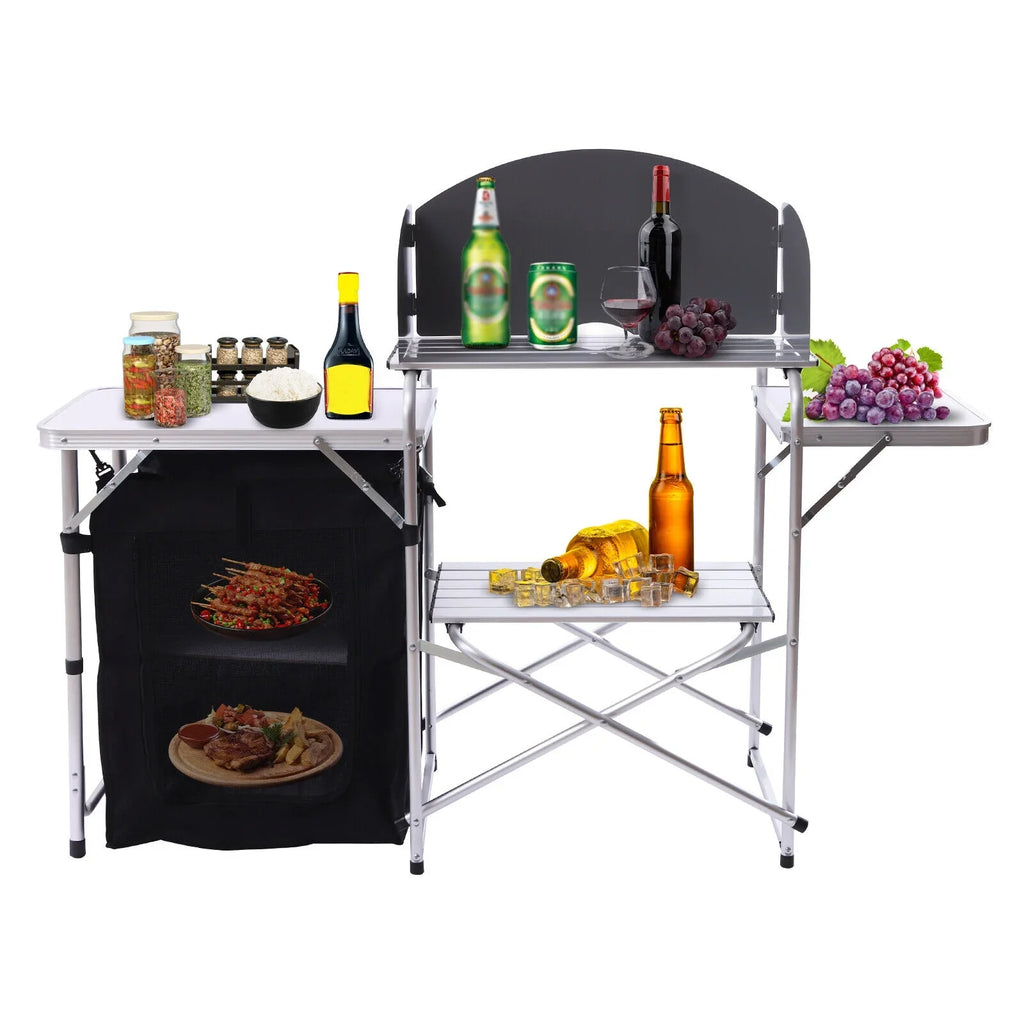 exterior with Detachable Table Windscreen DENEST Kitchen Camping Table Folding Cooking