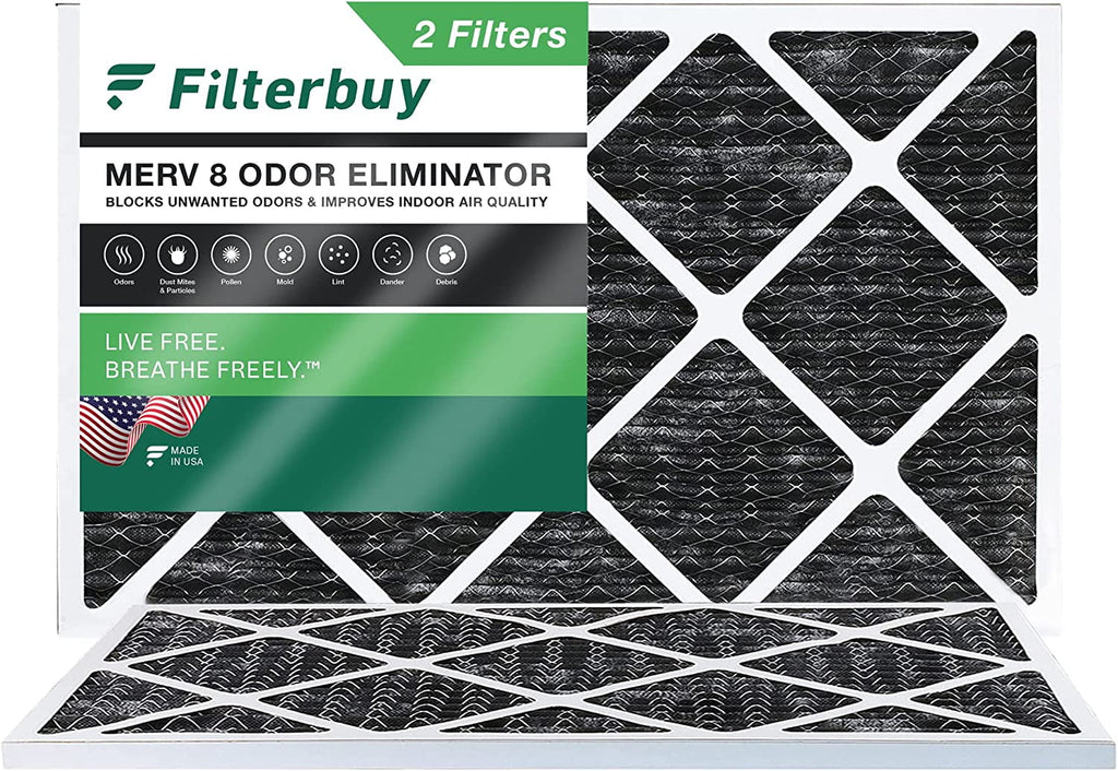 12x24x1 Air (2-Pack) HVAC Filters Filterbuy Pleated Activated Odor MERV Eliminator Carbon Furnace with 8 AC