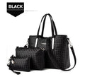 Big Pu Bag Handbag Tote Smarit Leather Shoulder 3 Set Set Bags Weave Pieces Bag Women Purse Capacity
