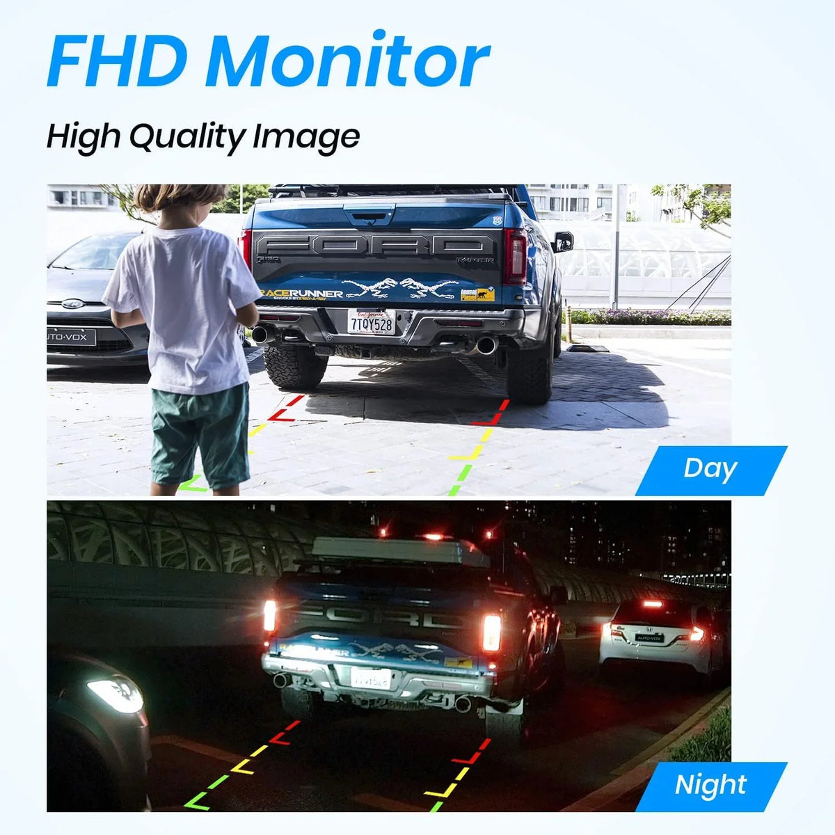 Vehicles Solar Reverse Backup IP68 for Camera Camera Wireless Plate Trailer/SUV AUTO-VOX Camera License Waterproof