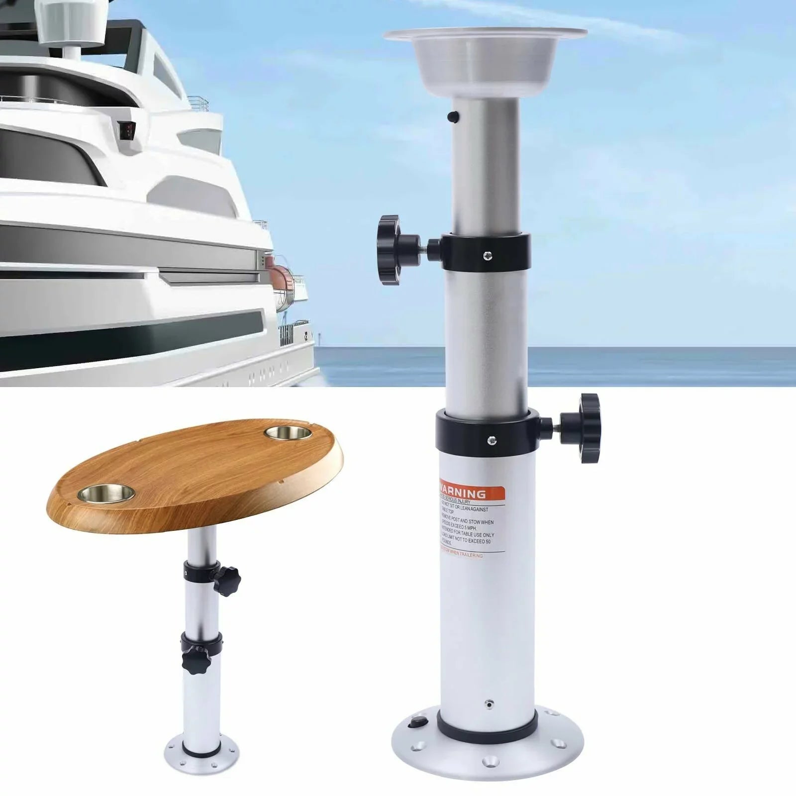 Marine Pedestal Removable Vessel Thickened Caravan Base Motorhome Table Mount Aluminum Miumaeov Camper Table Frame Alloy Stand 16.9"-29.1"Adjustable Leg for