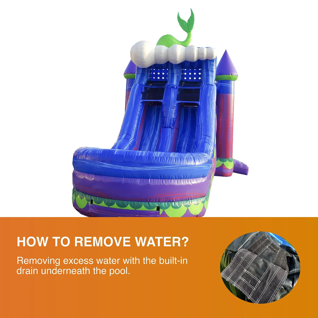 Slide Inflatable House for JumpOrange Mermaid and Bounce Pool Adults Titan Grade and exterior with Commercial with Lane Kids Blower Dual