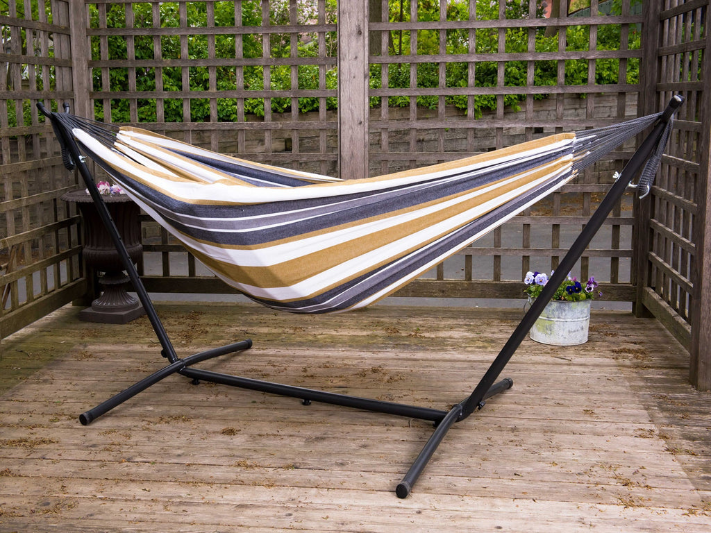 The Grey 110” Brazilian a with Collection Hammock Striped Steel and Hammock Gold Style Hamptons