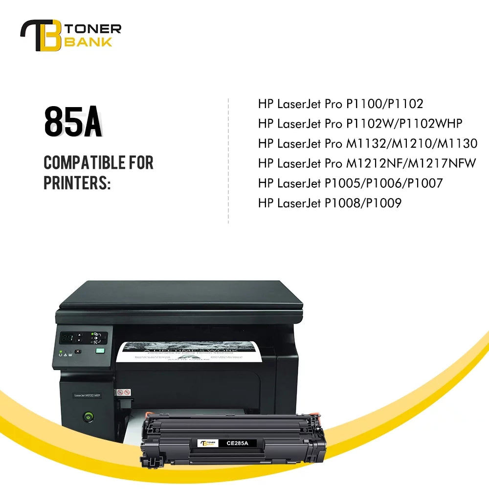 Toner 85A for (Black, M1130 M1212NF Replacement Toner Pro M1212NF Pro Ink Pro Fits Printer Bank Toner M1132 M1210 1-Pack) CE285A M1217NFW 85A Cartridge LaserJet P1102W