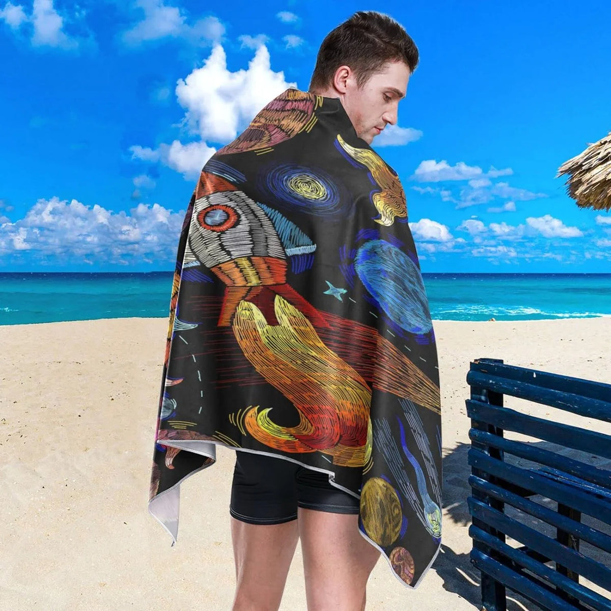 for Absorbent Holiday（366） Super Embroidered Universe Oversized Towel Pattern Travel - Towel - Quick Lightweight Camping Swimming Towels Beach Compact Dry Bestwell